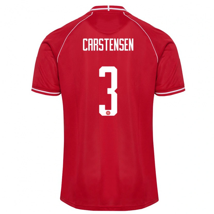 Danxen Niño Camiseta Dinamarca Rasmus Carstensen #3 Rojo Blanco 1ª Equipación 26-28 La Camisa México