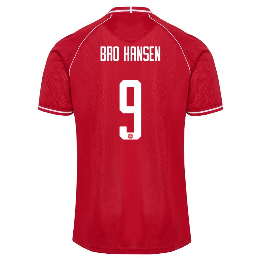 Danxen Niño Camiseta Dinamarca Mikkel Bro Hansen #9 Rojo Blanco 1ª Equipación 26-28 La Camisa México
