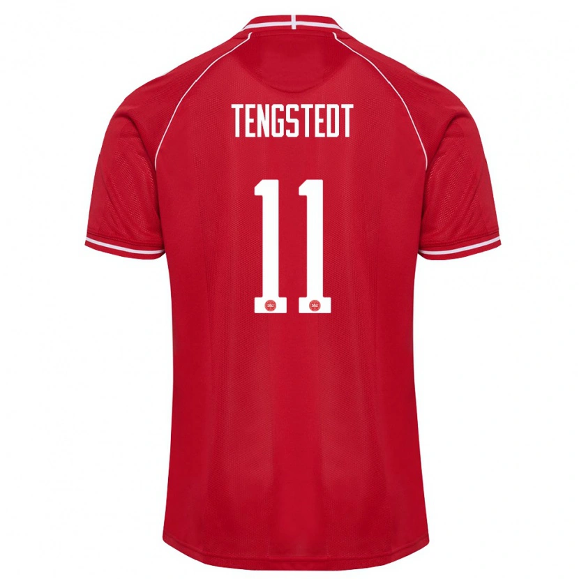 Danxen Niño Camiseta Dinamarca Casper Tengstedt #11 Rojo Blanco 1ª Equipación 26-28 La Camisa México