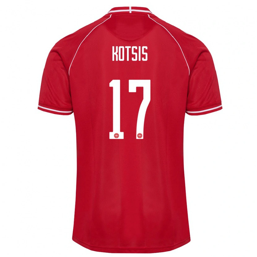 Danxen Niño Camiseta Dinamarca Karl Kotsis #17 Rojo Blanco 1ª Equipación 26-28 La Camisa México