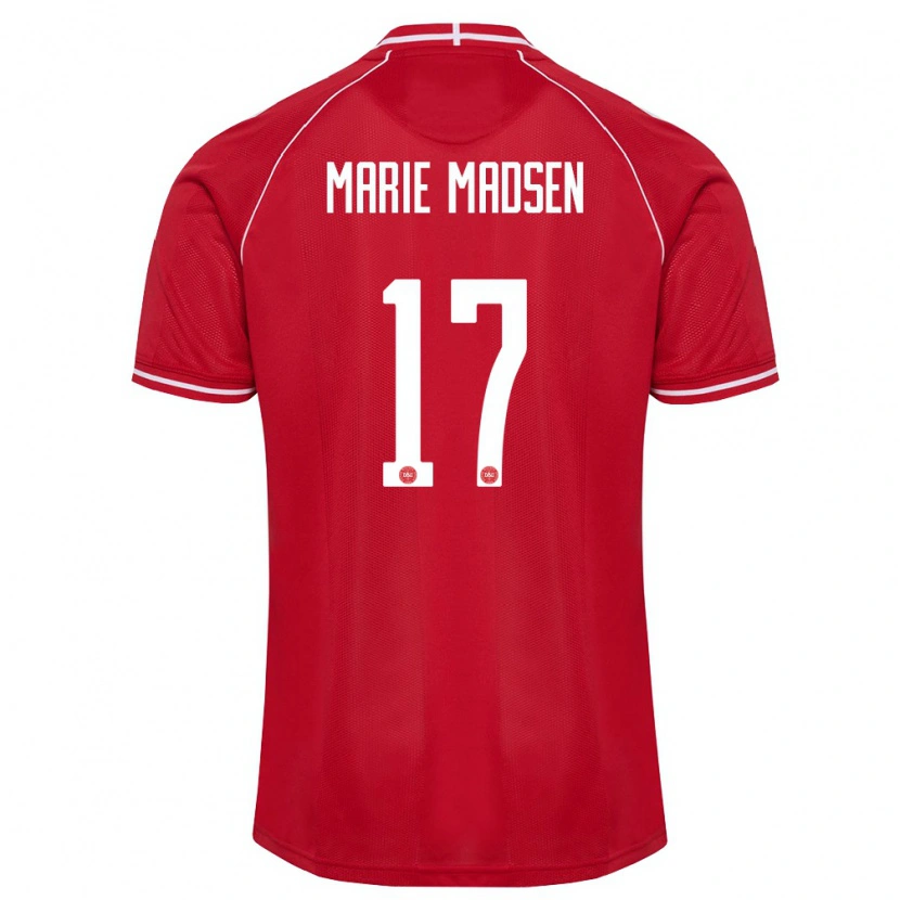 Danxen Niño Camiseta Dinamarca Rikke Marie Madsen #17 Rojo Blanco 1ª Equipación 26-28 La Camisa México