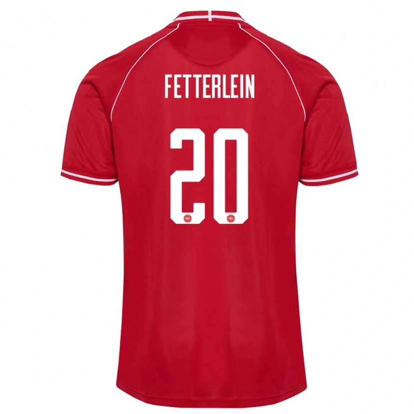 Danxen Niño Camiseta Dinamarca Sean Fetterlein #20 Rojo Blanco 1ª Equipación 26-28 La Camisa México