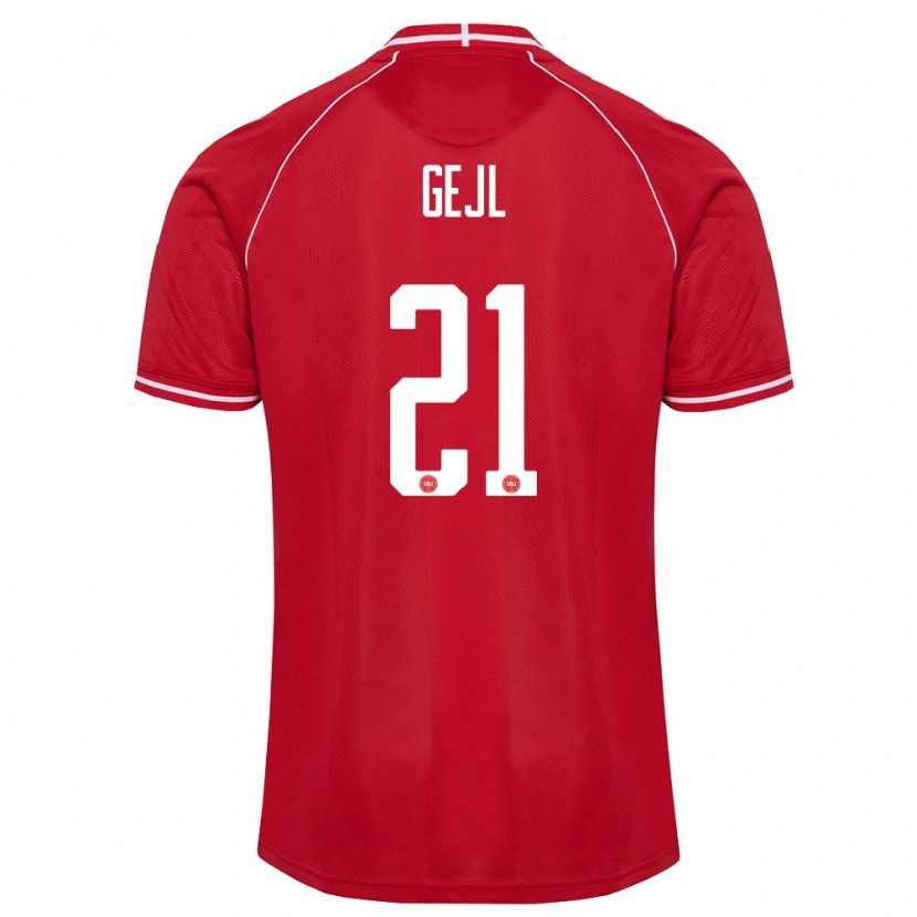 Danxen Niño Camiseta Dinamarca Mille Gejl #21 Rojo Blanco 1ª Equipación 26-28 La Camisa México