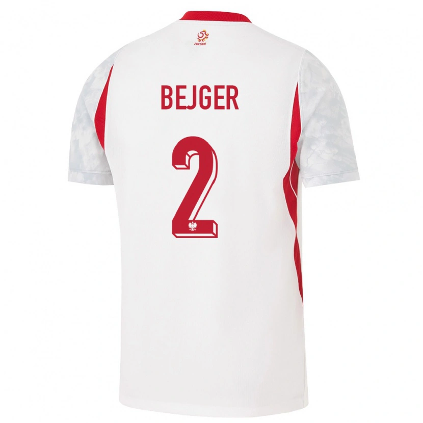 Danxen Niño Camiseta Polonia Lukasz Bejger #2 Blanco Rojo Gris 1ª Equipación 26-28 La Camisa México