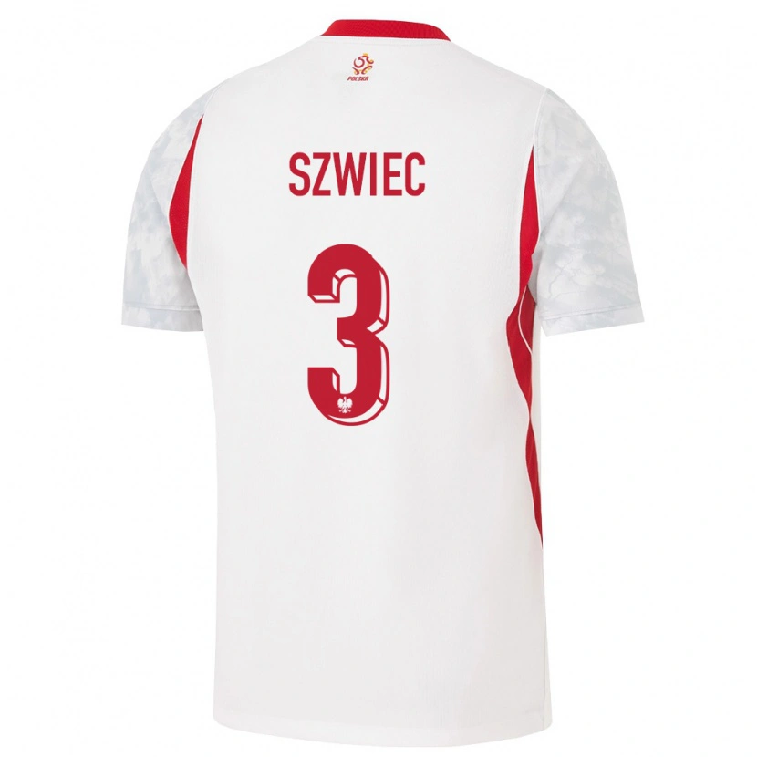 Danxen Niño Camiseta Polonia Dawid Szwiec #3 Blanco Rojo Gris 1ª Equipación 26-28 La Camisa México