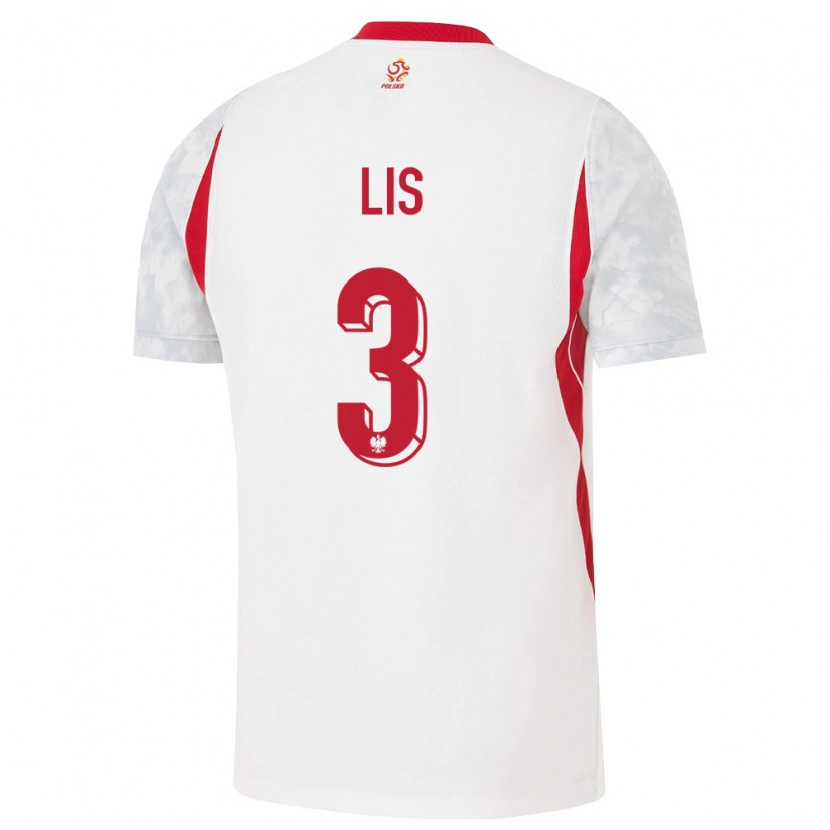 Danxen Niño Camiseta Polonia Adrian Lis #3 Blanco Rojo Gris 1ª Equipación 26-28 La Camisa México
