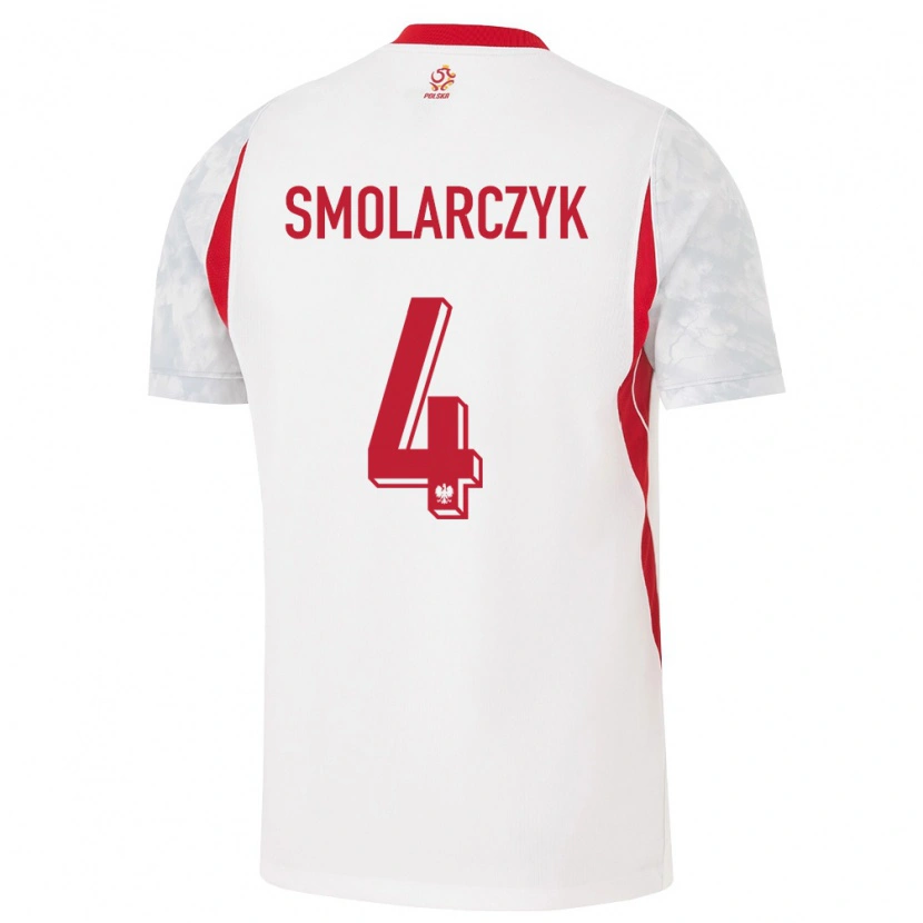 Danxen Niño Camiseta Polonia Bartlomiej Smolarczyk #4 Blanco Rojo Gris 1ª Equipación 26-28 La Camisa México