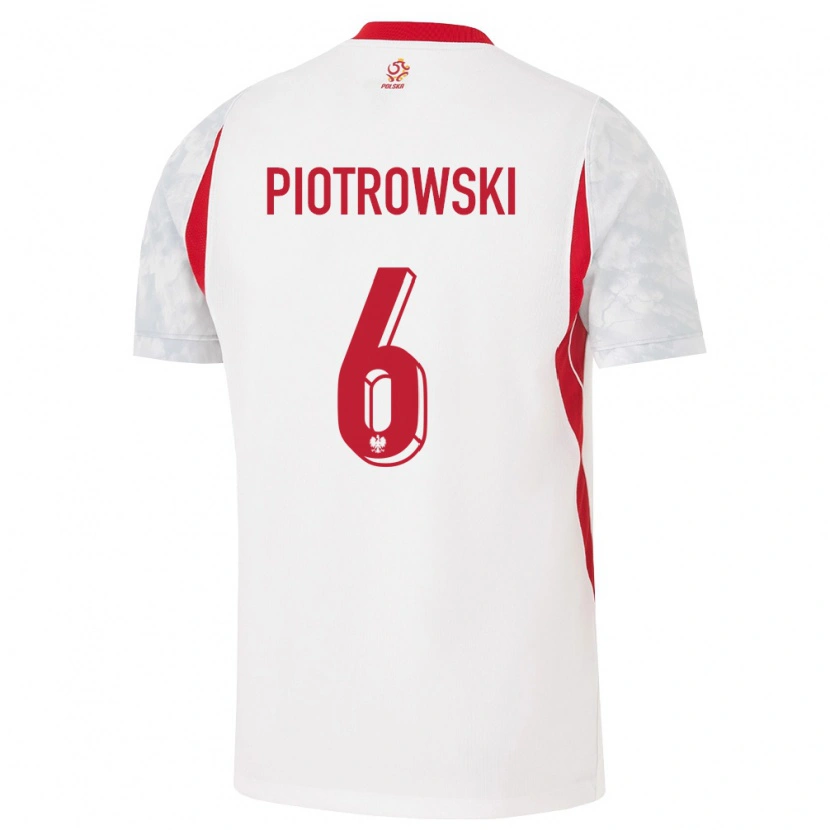 Danxen Niño Camiseta Polonia Jakub Piotrowski #6 Blanco Rojo Gris 1ª Equipación 26-28 La Camisa México