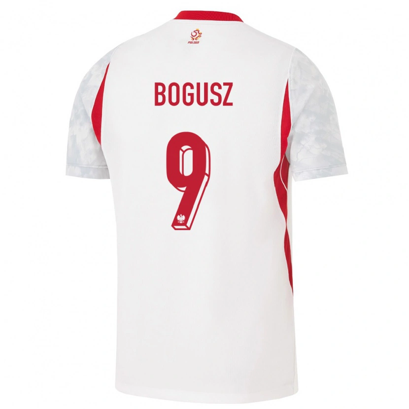 Danxen Niño Camiseta Polonia Mateusz Bogusz #9 Blanco Rojo Gris 1ª Equipación 26-28 La Camisa México