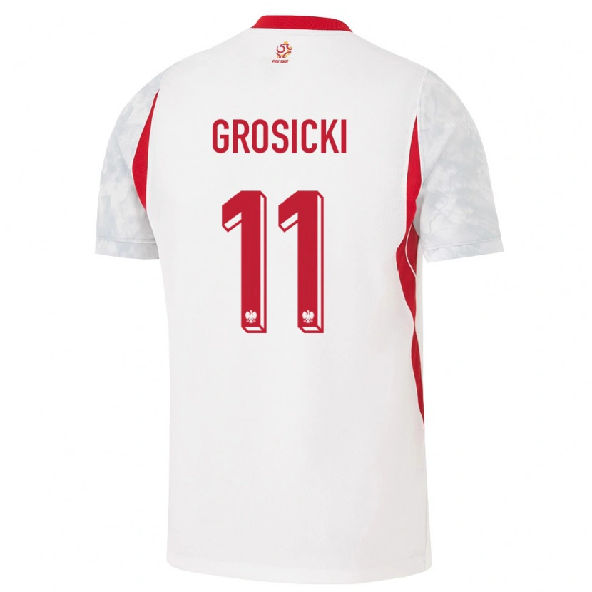 Danxen Niño Camiseta Polonia Kamil Grosicki #11 Blanco Rojo Gris 1ª Equipación 26-28 La Camisa México