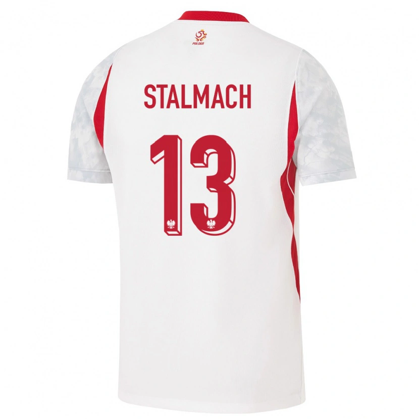 Danxen Niño Camiseta Polonia Dariusz Stalmach #13 Blanco Rojo Gris 1ª Equipación 26-28 La Camisa México
