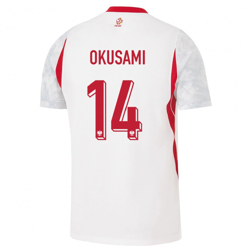 Danxen Niño Camiseta Polonia Jakub Okusami #14 Blanco Rojo Gris 1ª Equipación 26-28 La Camisa México