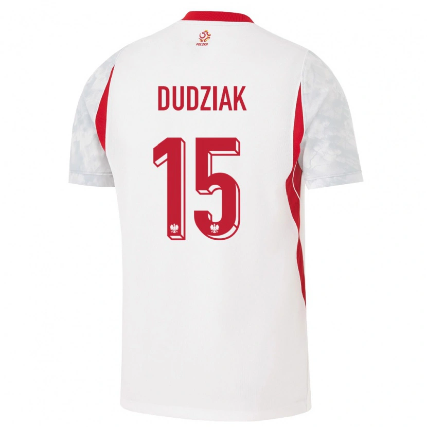 Danxen Niño Camiseta Polonia Aleksandra Dudziak #15 Blanco Rojo Gris 1ª Equipación 26-28 La Camisa México