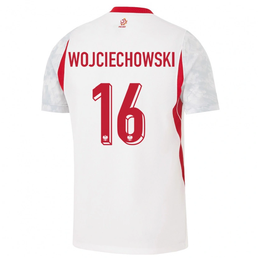 Danxen Niño Camiseta Polonia Oliwier Wojciechowski #16 Blanco Rojo Gris 1ª Equipación 26-28 La Camisa México