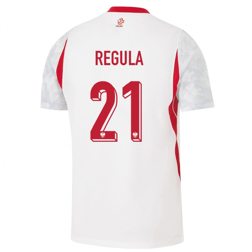 Danxen Niño Camiseta Polonia Marcel Reguła #21 Blanco Rojo Gris 1ª Equipación 26-28 La Camisa México