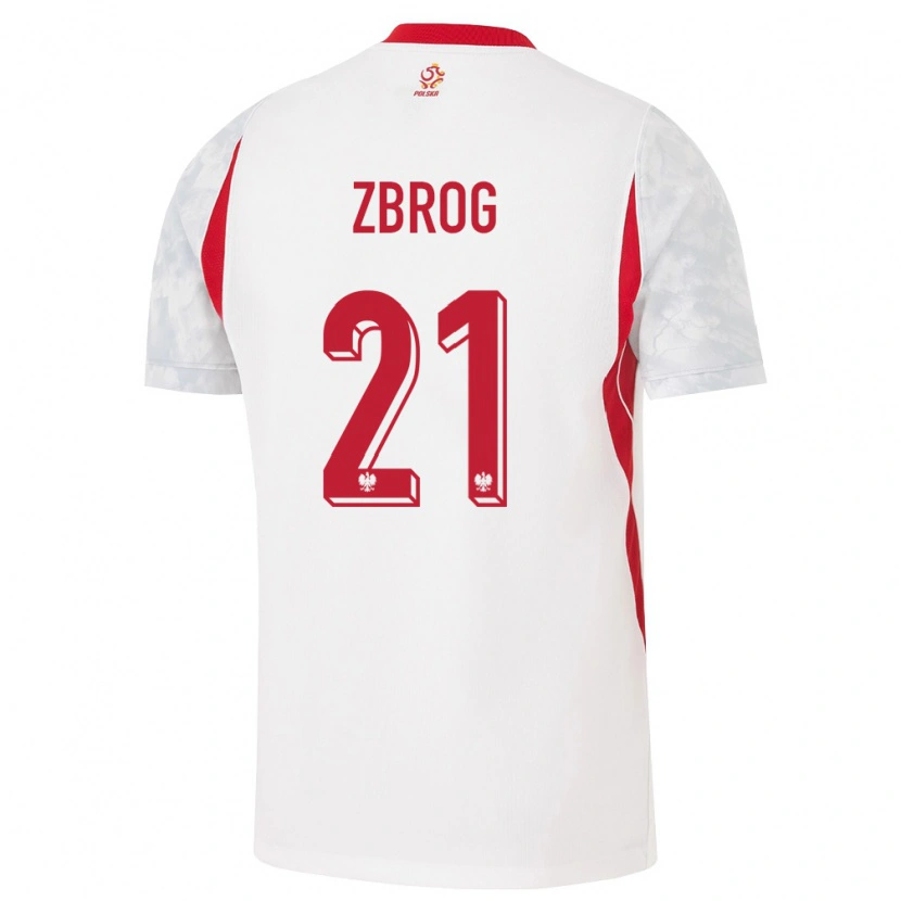 Danxen Niño Camiseta Polonia Jakub Zbróg #21 Blanco Rojo Gris 1ª Equipación 26-28 La Camisa México