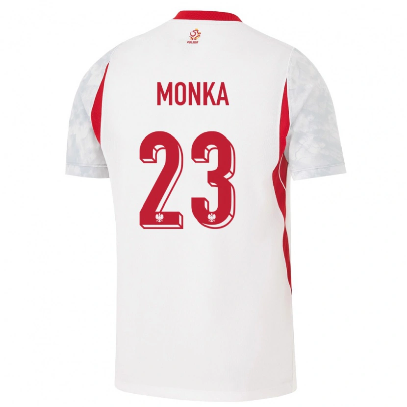 Danxen Niño Camiseta Polonia Wojciech Mońka #23 Blanco Rojo Gris 1ª Equipación 26-28 La Camisa México