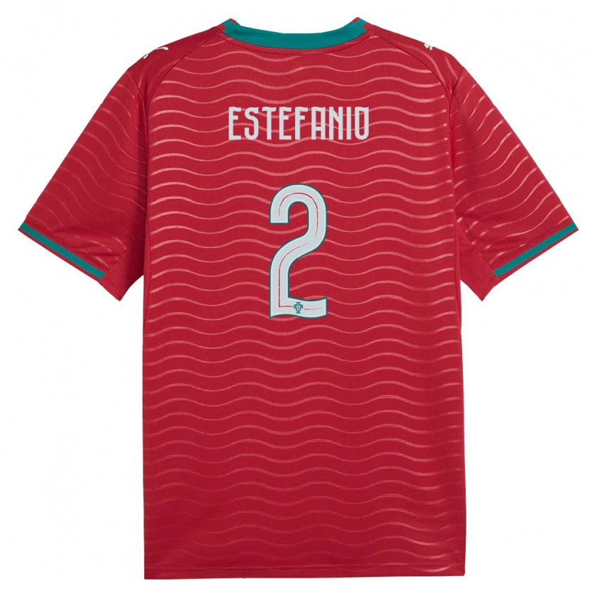 Danxen Niño Camiseta Portugal Estefânio #2 Rojo Verde Blanco 1ª Equipación 26-28 La Camisa México