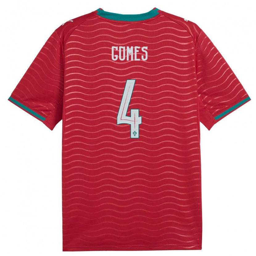 Danxen Niño Camiseta Portugal Luís Gomes #4 Rojo Verde Blanco 1ª Equipación 26-28 La Camisa México