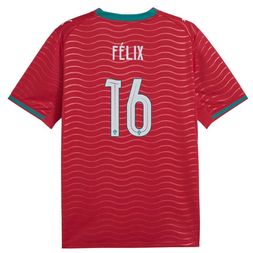 Danxen Niño Camiseta Portugal Hugo Felix #16 Rojo Verde Blanco 1ª Equipación 26-28 La Camisa México