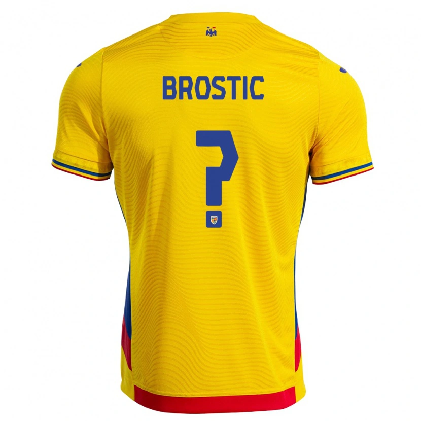 Danxen Niño Camiseta Rumania Gabriel Broștic #0 Amarillo Rojo 1ª Equipación 26-28 La Camisa México