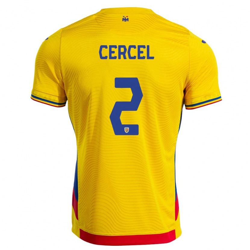 Danxen Niño Camiseta Rumania Ionuț Cercel #2 Amarillo Rojo 1ª Equipación 26-28 La Camisa México
