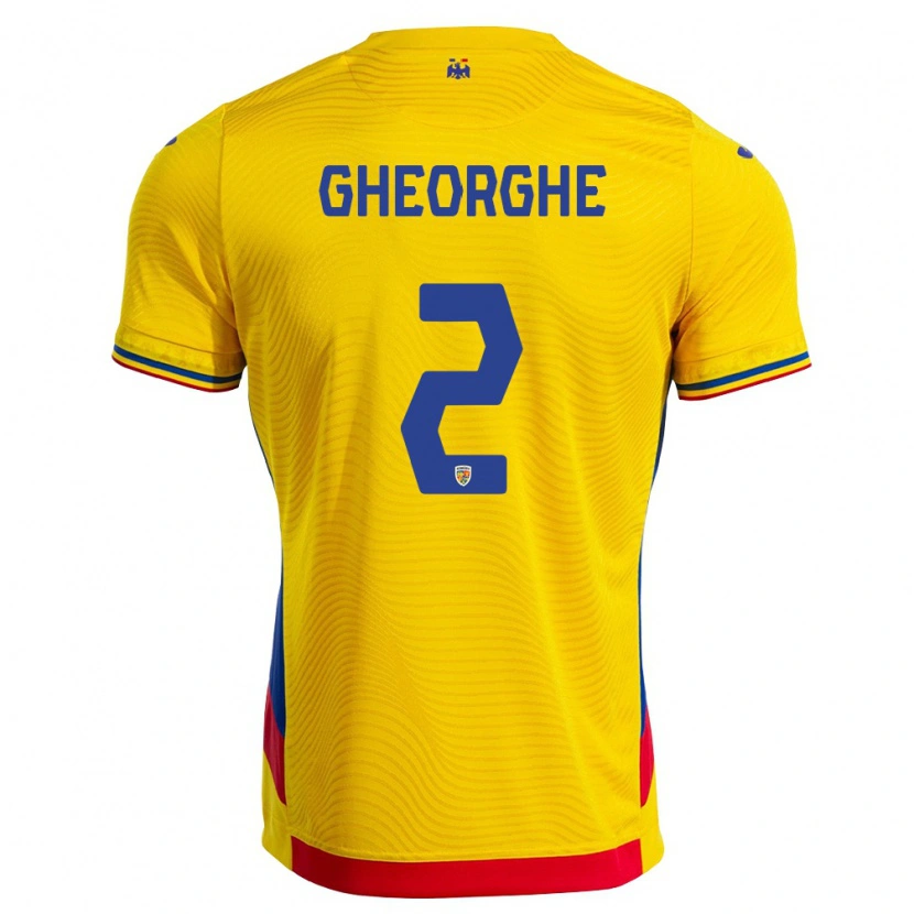 Danxen Niño Camiseta Rumania Costyn Gheorghe #2 Amarillo Rojo 1ª Equipación 26-28 La Camisa México