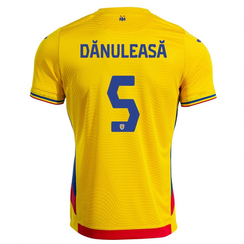 Danxen Niño Camiseta Rumania Gabriel Dănuleasă #5 Amarillo Rojo 1ª Equipación 26-28 La Camisa México
