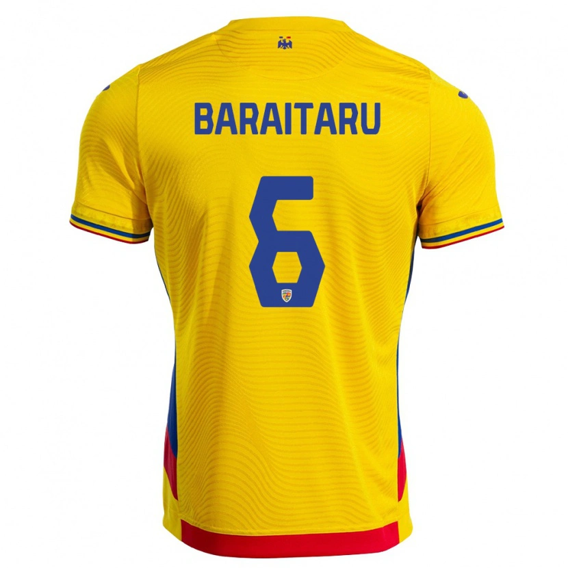 Danxen Niño Camiseta Rumania Mario Bărăitaru #6 Amarillo Rojo 1ª Equipación 26-28 La Camisa México