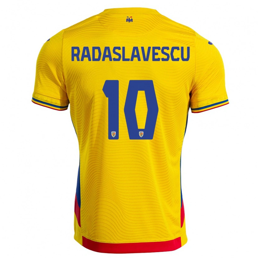Danxen Niño Camiseta Rumania Eduard Radaslavescu #10 Amarillo Rojo 1ª Equipación 26-28 La Camisa México