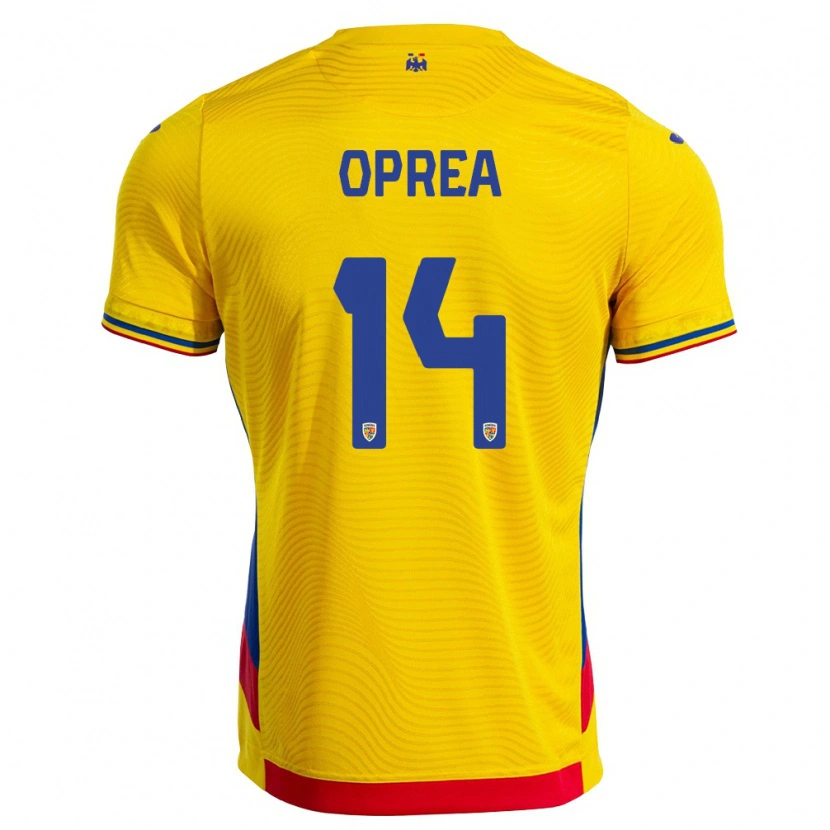 Danxen Niño Camiseta Rumania Filip Oprea #14 Amarillo Rojo 1ª Equipación 26-28 La Camisa México