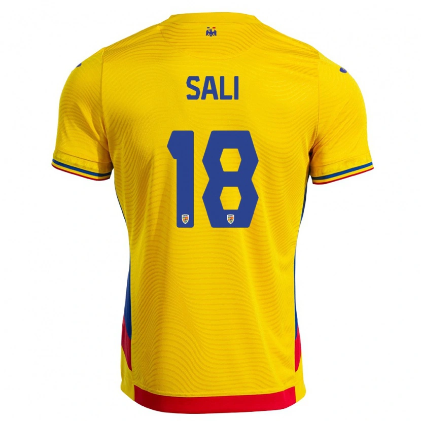 Danxen Niño Camiseta Rumania Enes Sali #18 Amarillo Rojo 1ª Equipación 26-28 La Camisa México