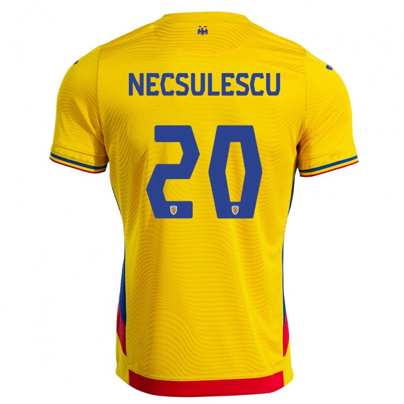 Danxen Niño Camiseta Rumania Robert Necșulescu #20 Amarillo Rojo 1ª Equipación 26-28 La Camisa México