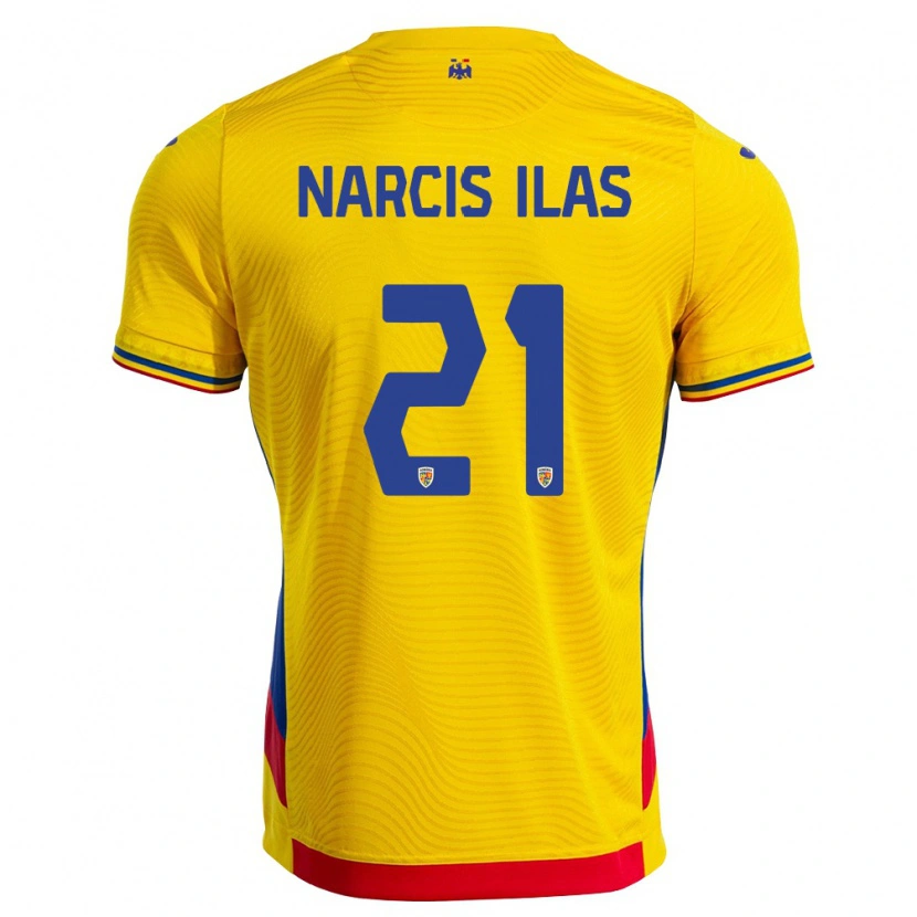 Danxen Niño Camiseta Rumania Narcis Ilaș #21 Amarillo Rojo 1ª Equipación 26-28 La Camisa México