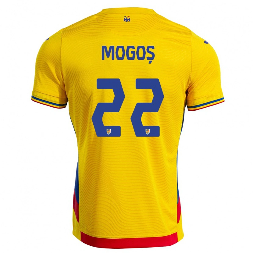 Danxen Niño Camiseta Rumania Vasile Mogoș #22 Amarillo Rojo 1ª Equipación 26-28 La Camisa México