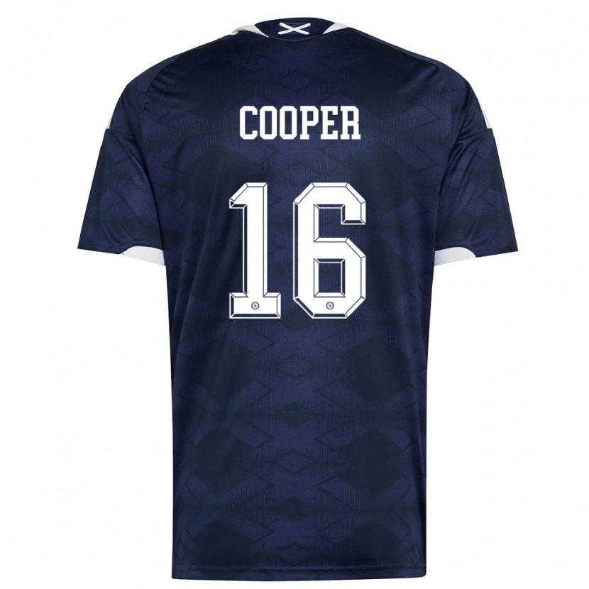Danxen Niño Camiseta Escocia Liam Cooper #16 Marino Blanco 1ª Equipación 26-28 La Camisa México