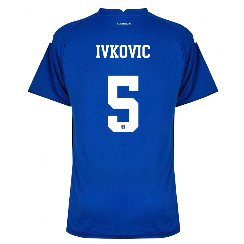 Danxen Niño Camiseta Serbia Ognjen Ivkovic #5 Marino Rojo 1ª Equipación 26-28 La Camisa México