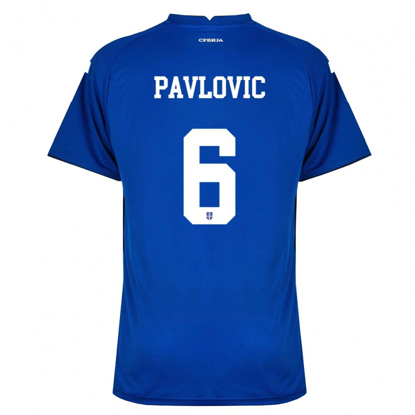 Danxen Niño Camiseta Serbia Andrej Pavlovic #6 Marino Rojo 1ª Equipación 26-28 La Camisa México