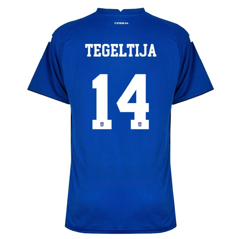 Danxen Niño Camiseta Serbia Uros Tegeltija #14 Marino Rojo 1ª Equipación 26-28 La Camisa México
