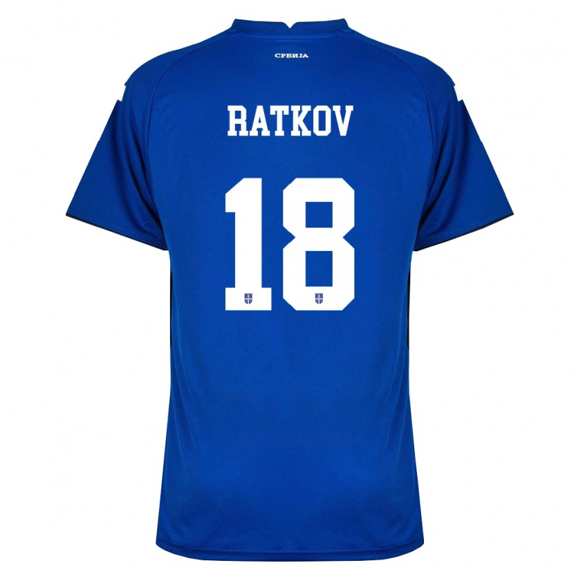 Danxen Niño Camiseta Serbia Petar Ratkov #18 Marino Rojo 1ª Equipación 26-28 La Camisa México