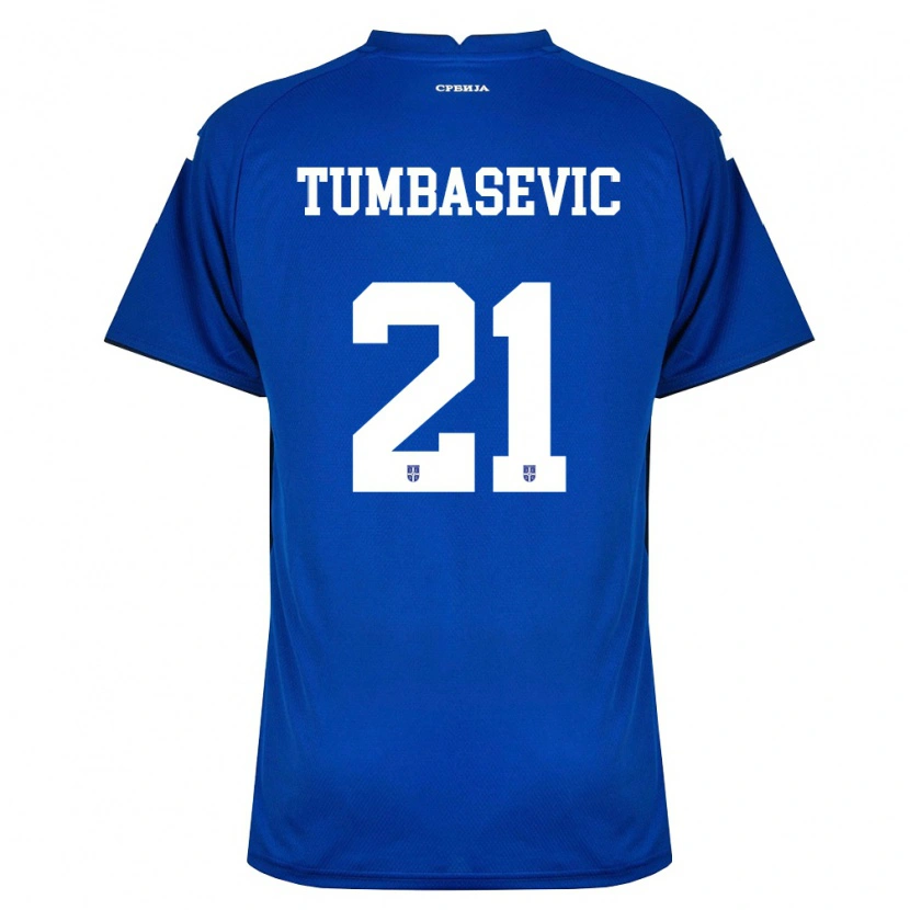 Danxen Niño Camiseta Serbia Andrej Tumbasevic #21 Marino Rojo 1ª Equipación 26-28 La Camisa México