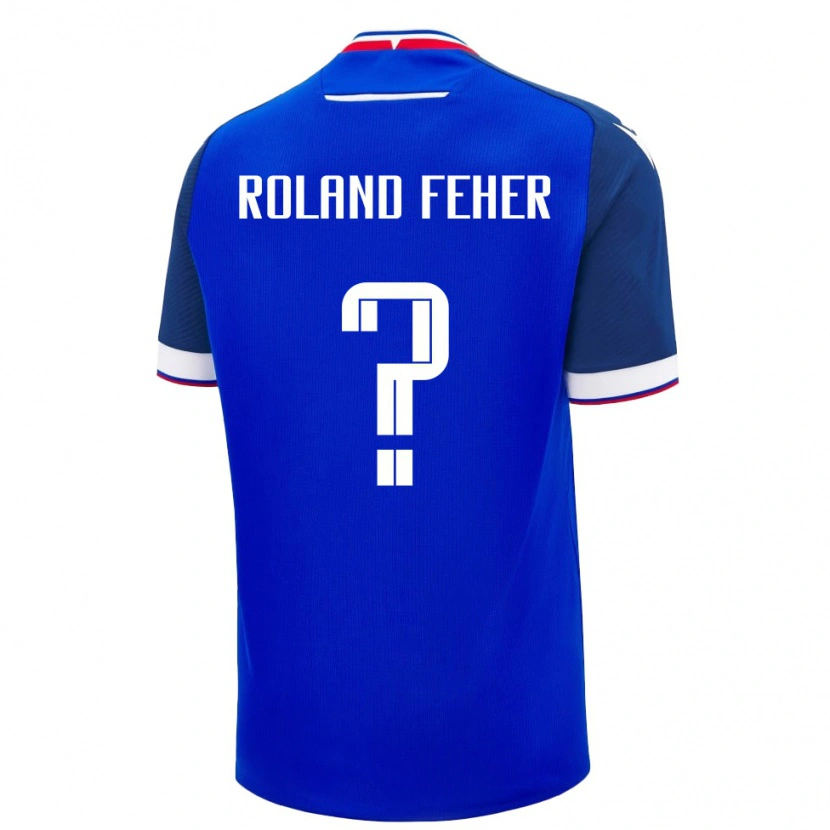 Danxen Niño Camiseta Eslovaquia Mate Roland Feher #0 Azul Blanco 1ª Equipación 26-28 La Camisa México