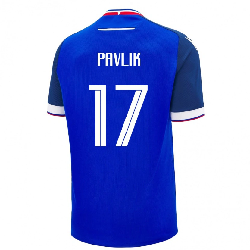 Danxen Niño Camiseta Eslovaquia Samuel Pavlik #17 Azul Blanco 1ª Equipación 26-28 La Camisa México