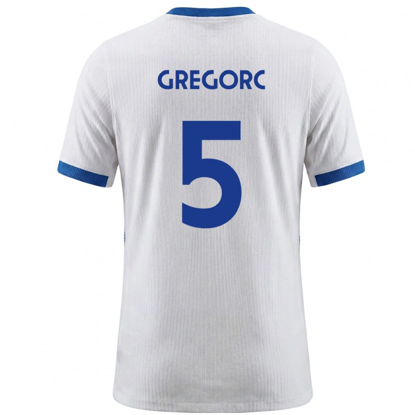 Danxen Niño Camiseta Eslovenia Matija Gregorc #5 Blanco Azul 1ª Equipación 26-28 La Camisa México