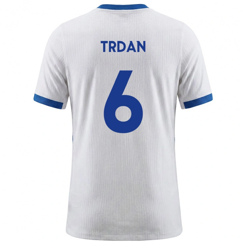 Danxen Niño Camiseta Eslovenia Miha Trdan #6 Blanco Azul 1ª Equipación 26-28 La Camisa México