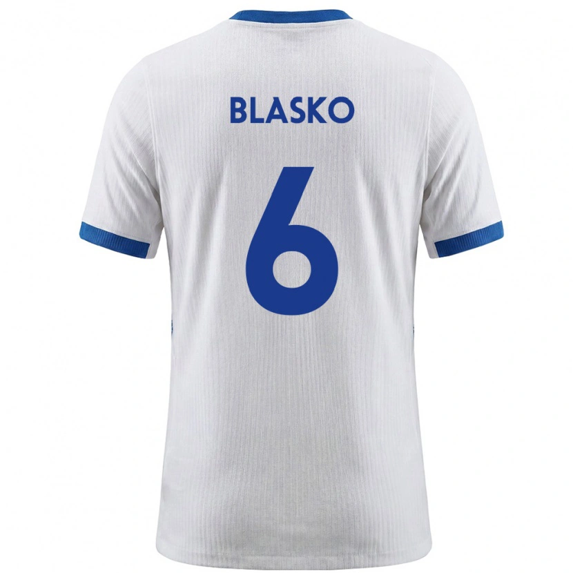 Danxen Niño Camiseta Eslovenia Svit Blasko #6 Blanco Azul 1ª Equipación 26-28 La Camisa México