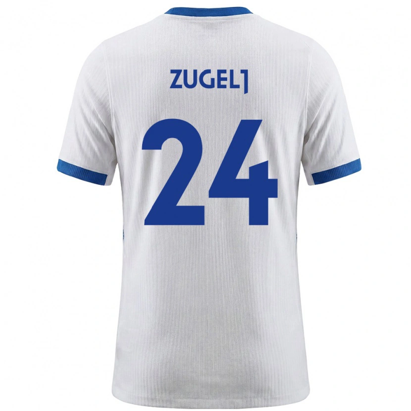 Danxen Niño Camiseta Eslovenia Nino Zugelj #24 Blanco Azul 1ª Equipación 26-28 La Camisa México