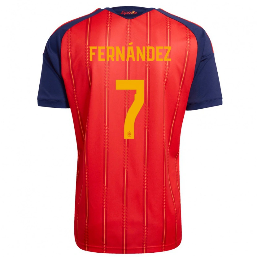 Danxen Niño Camiseta España Dani Fernández #7 Rojo Marino Amarillo 1ª Equipación 26-28 La Camisa México