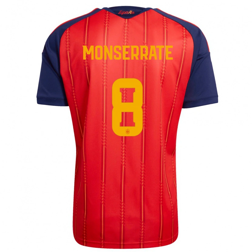 Danxen Niño Camiseta España Jano Monserrate #8 Rojo Marino Amarillo 1ª Equipación 26-28 La Camisa México
