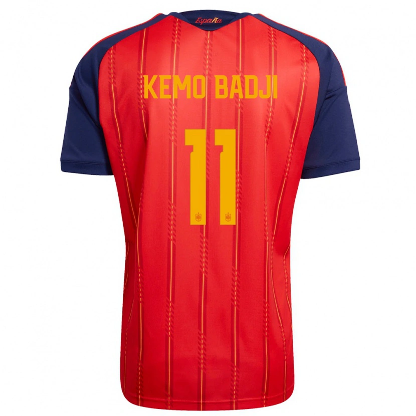 Danxen Niño Camiseta España Abdou Kemo Badji #11 Rojo Marino Amarillo 1ª Equipación 26-28 La Camisa México